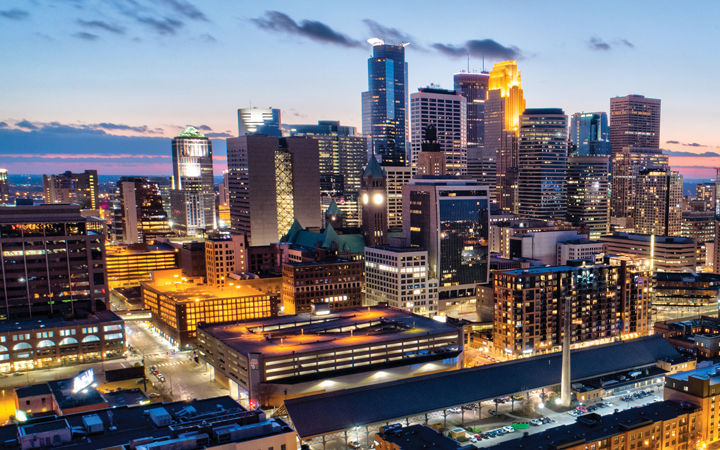 Minneapolis, MN city at night