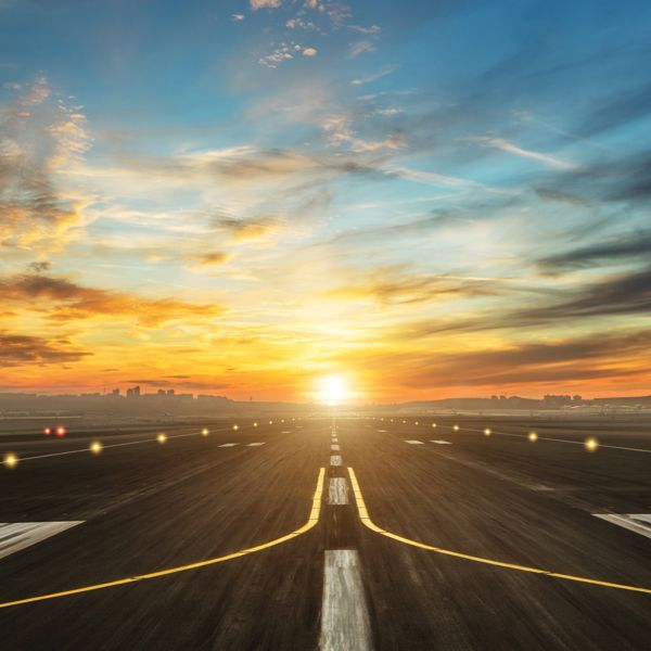 Aviation runway at dawn