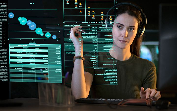 woman using data screen