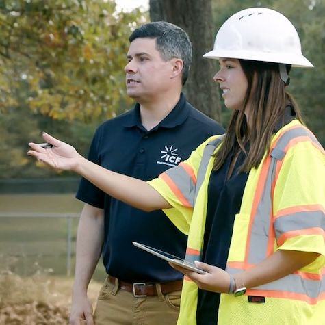 ICF disaster management experts at a project site