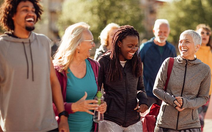 happy healthy people smiling and laughing