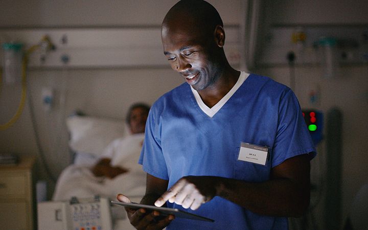 doctor using tablet in hospital