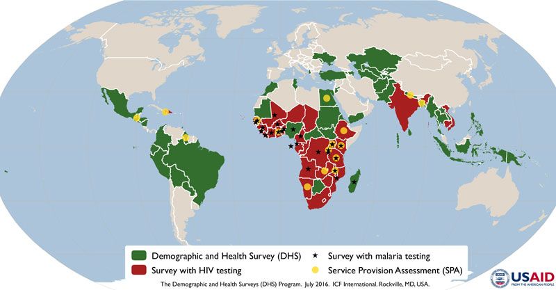 global map of demographic and health surveys program