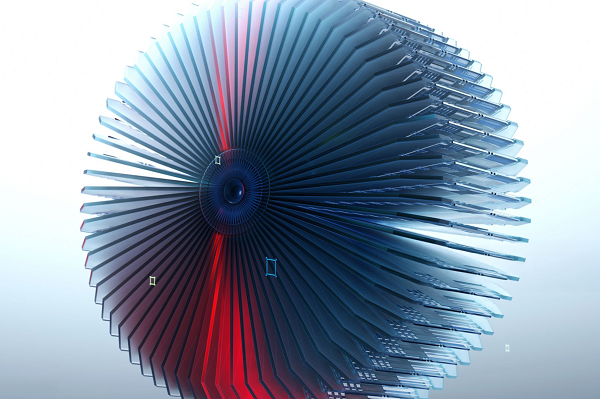 Generated image of semi transparent multiple data server discs on white background