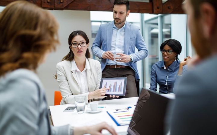 Business people around a table