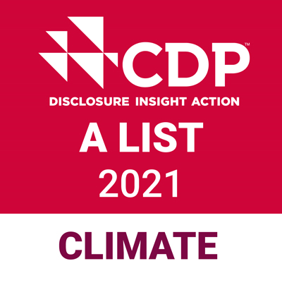 CDP climate A list award logo - red