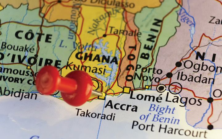 Ghana on a map