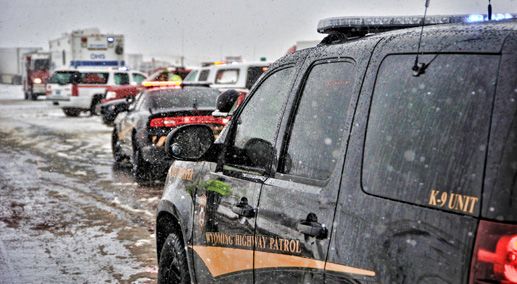 Crash on snowy roadway