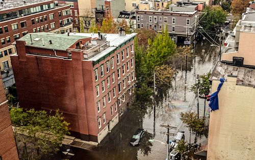 Flooded street during natural disaster