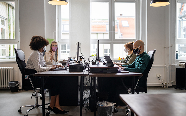 People working at table