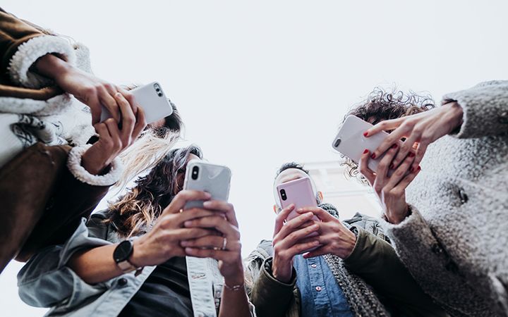 people using phones