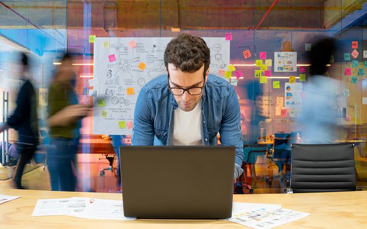 man working in office