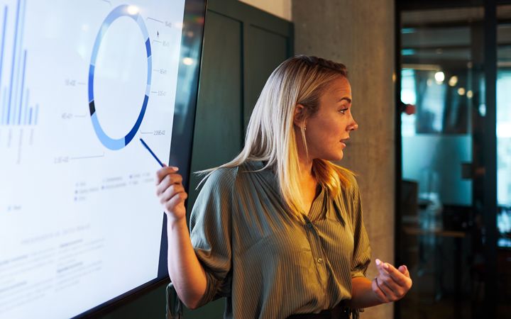 woman giving presentation